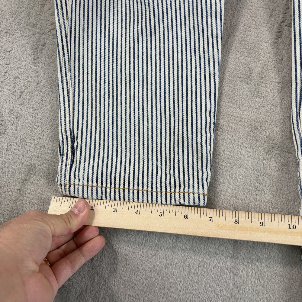 Vintage Esprit Mom Jeans Women 3/4 (24x29) Blue Railroad Striped Made in USA 80s - Picture 9 of 13